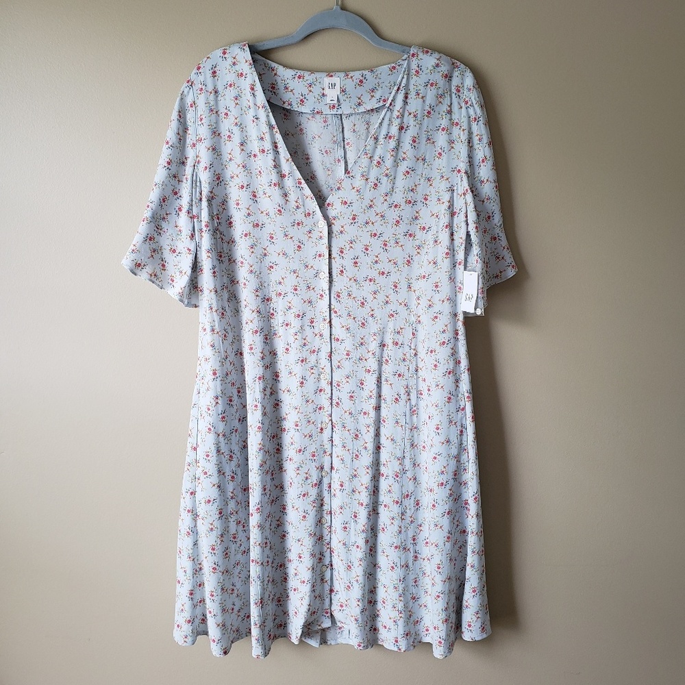 Gap light blue floral skater dress